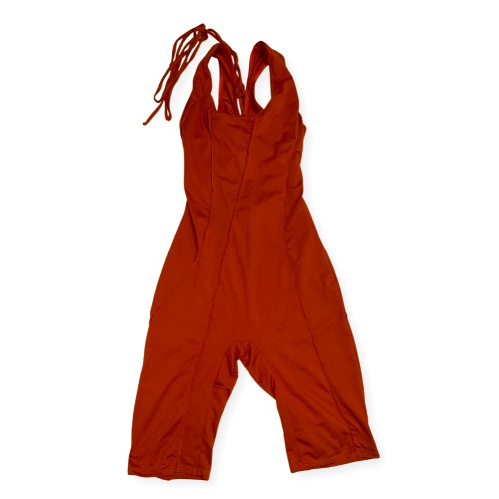 • Inside Out Stitch Romper- Orange
